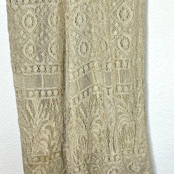 Gunne Sax dress maxi gown by Jessica Mclintock sz 7 knit gold sequin strapless - Picture 9 of 11